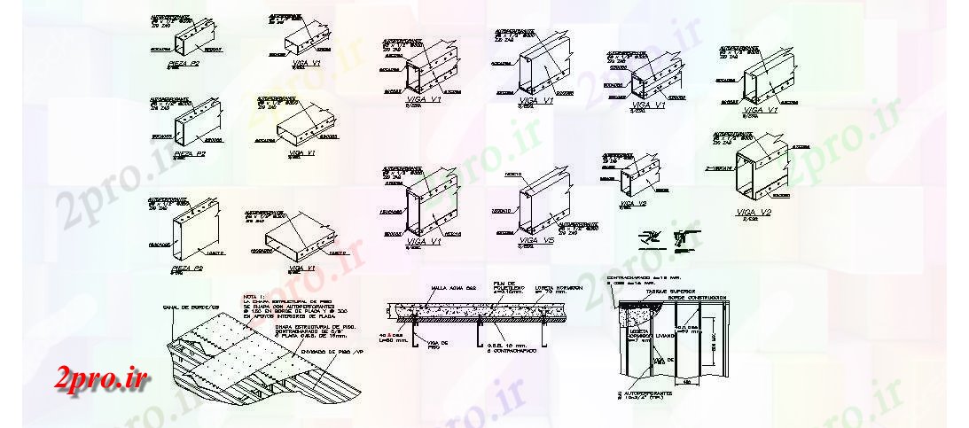 دانلود نقشه جزئیات ساختار Meltacon سقف  ساخت و ساز طراحی جزئیات (کد46594)