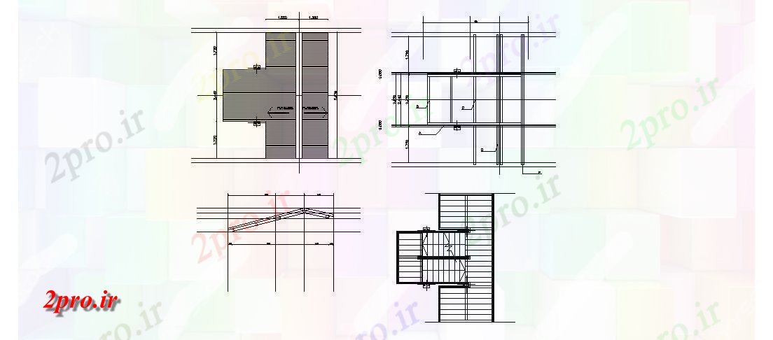 دانلود نقشه جزئیات ساختار پله پوشش، بخش و ساختار سازنده جزئیات (کد46608)