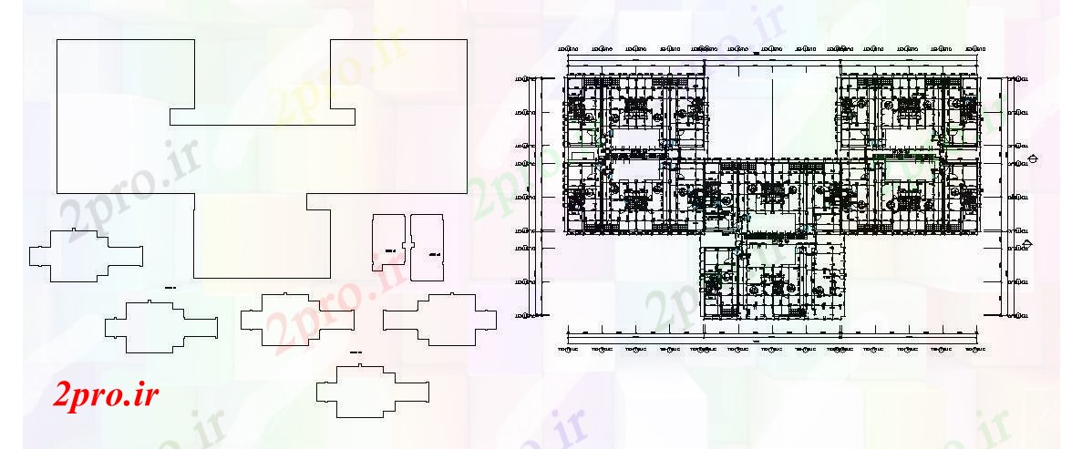 دانلود نقشه ساختمان اداری - تجاری - صنعتی شرکت طرحی طبقه ساختمان و فریم طرحی  (کد46623)