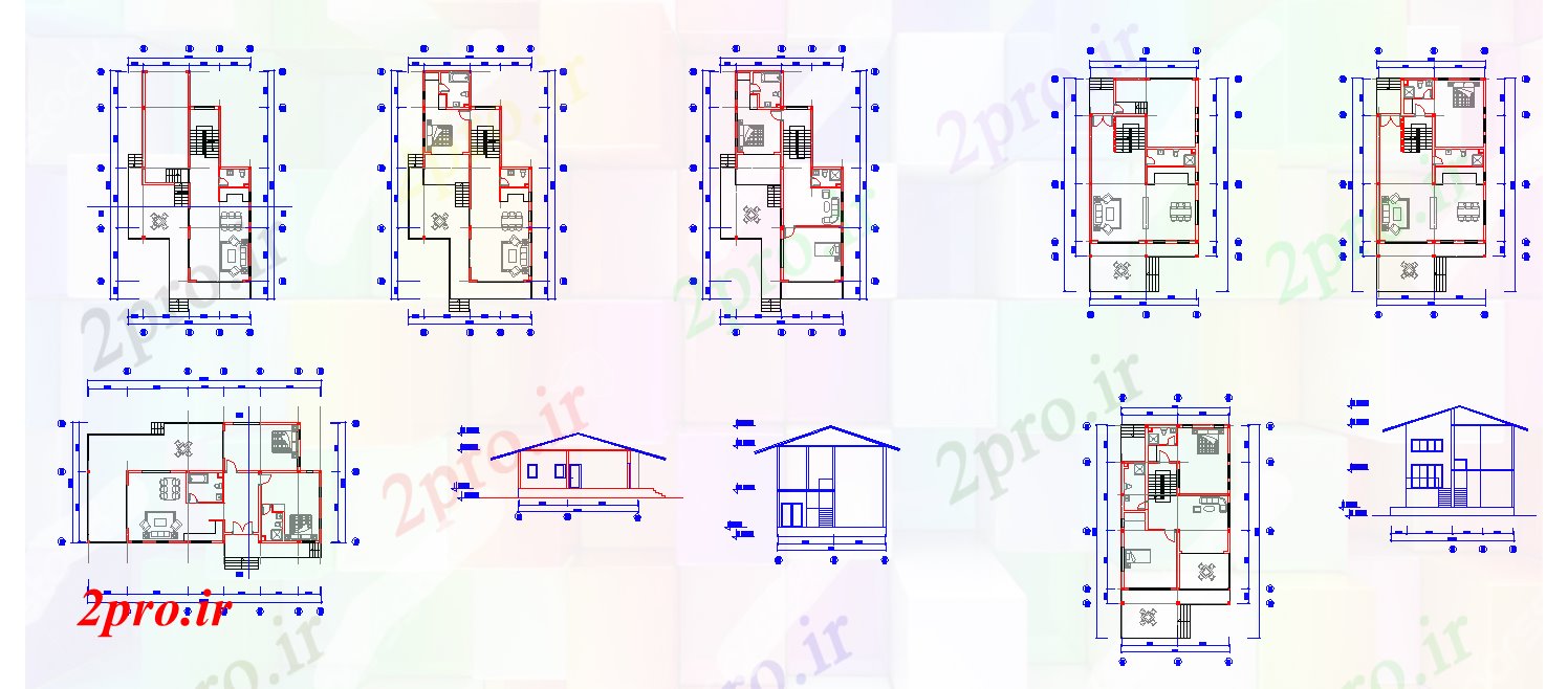 دانلود نقشه مسکونی  ، ویلایی ، آپارتمان  خانه خانواده کوچک (کد46648)