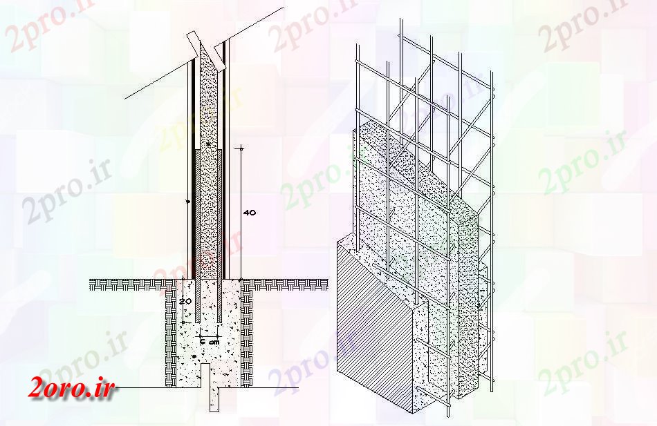 دانلود نقشه جزئیات ساخت و ساز   پنل دیوار ساخت و ساز (کد46660)