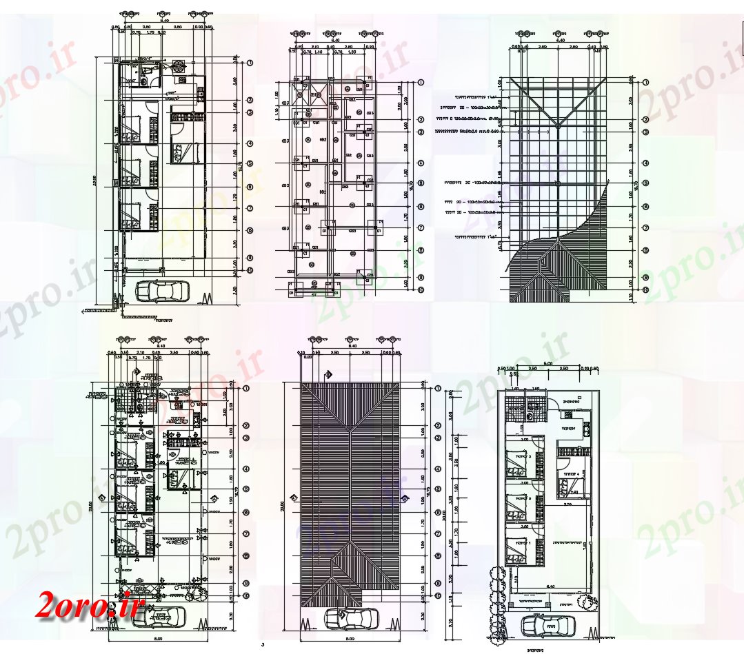 دانلود نقشه مسکونی  ، ویلایی ، آپارتمان   طرحی  3 اتاق خواب خانه (کد46661)