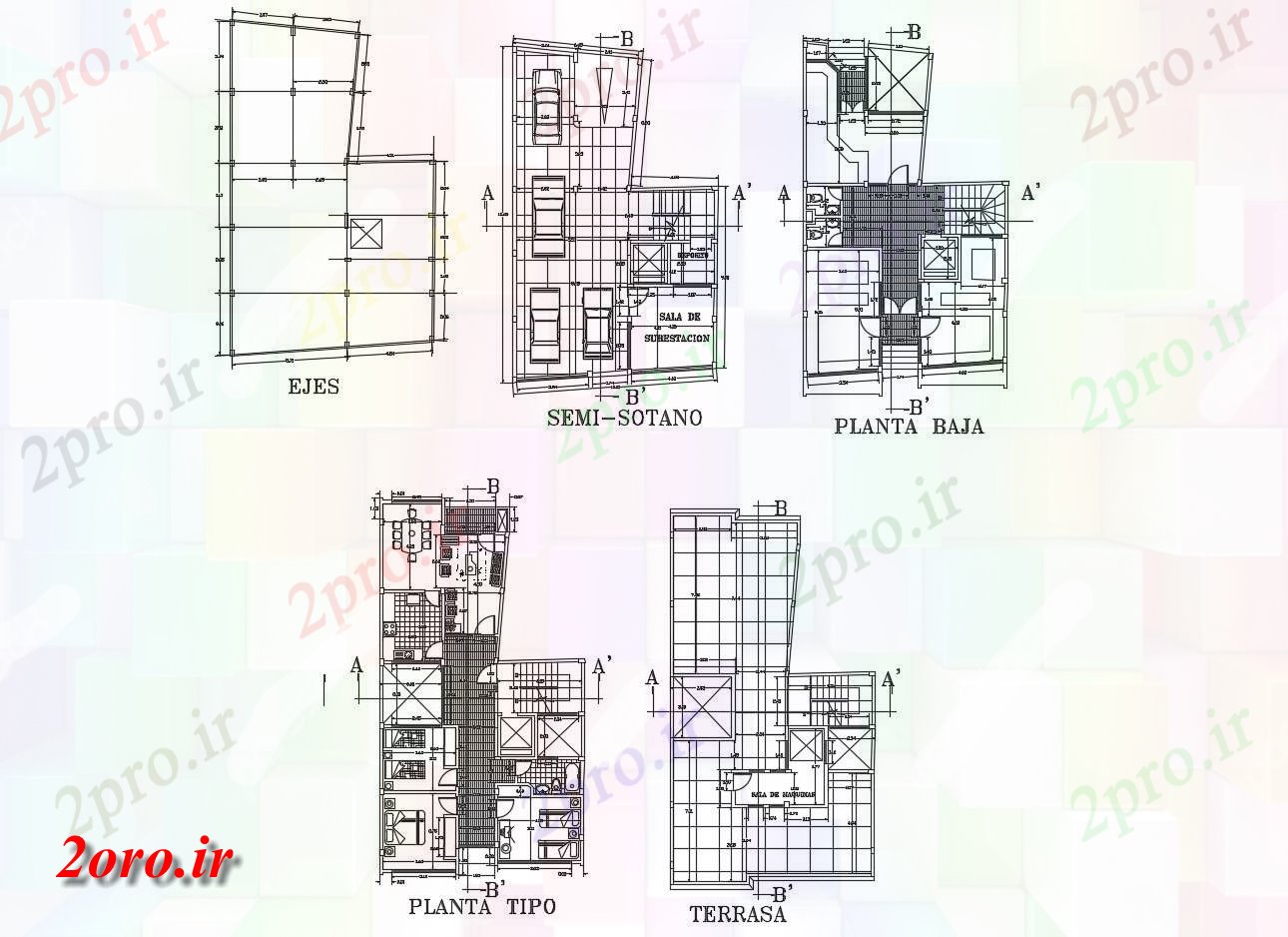 دانلود نقشه مسکونی  ، ویلایی ، آپارتمان    خانه طرحی با ابعاد (کد46682)