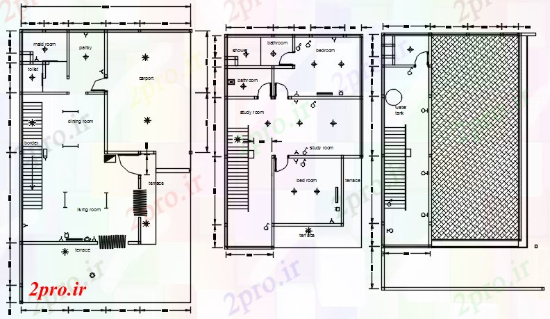 دانلود نقشه مسکونی  ، ویلایی ، آپارتمان   طرحی  ویلا طبقه (کد46719)