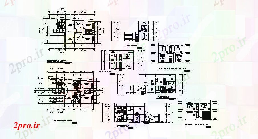 دانلود نقشه مسکونی  ، ویلایی ، آپارتمان    2 طبقه خانه (کد46730)