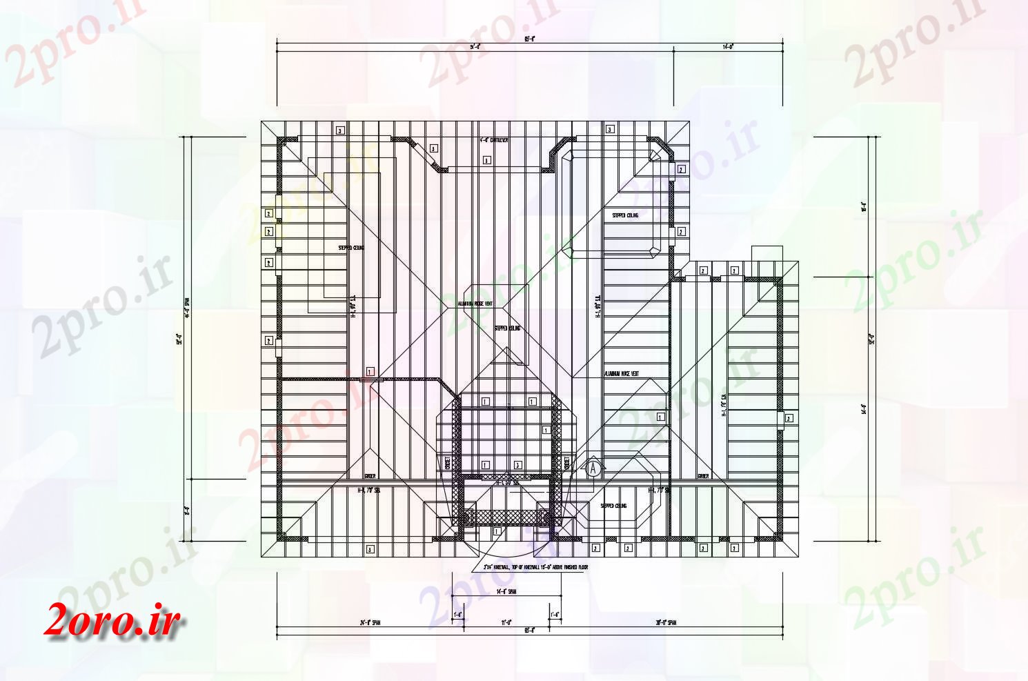 دانلود نقشه مسکونی  ، ویلایی ، آپارتمان    خانه سقف طرحی  (کد46782)