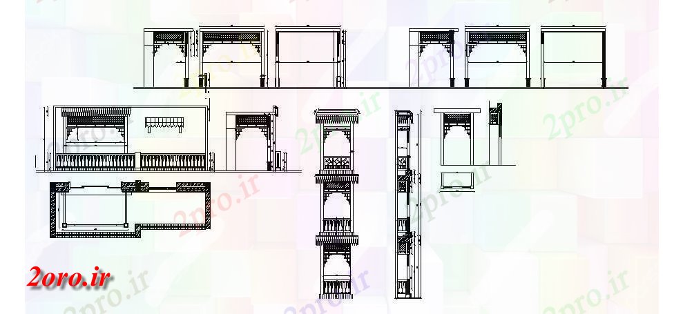 دانلود نقشه جزئیات طراحی در و پنجره    طراحی مدرن دروازه اصلی (کد46797)