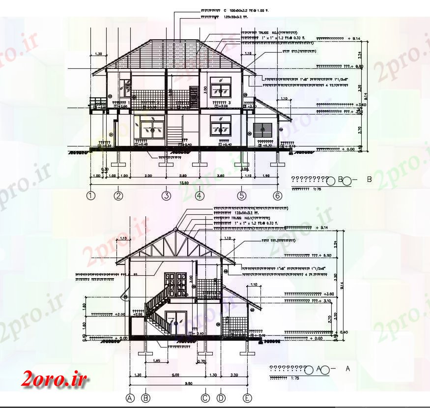 دانلود نقشه مسکونی  ، ویلایی ، آپارتمان   FreeTwo طراحی خانه طبقه (کد46800)