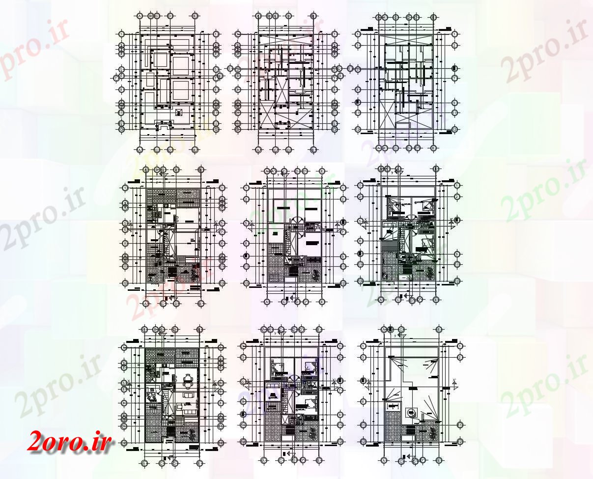 دانلود نقشه مسکونی  ، ویلایی ، آپارتمان    Two طراحی خانه طبقه (کد46806)