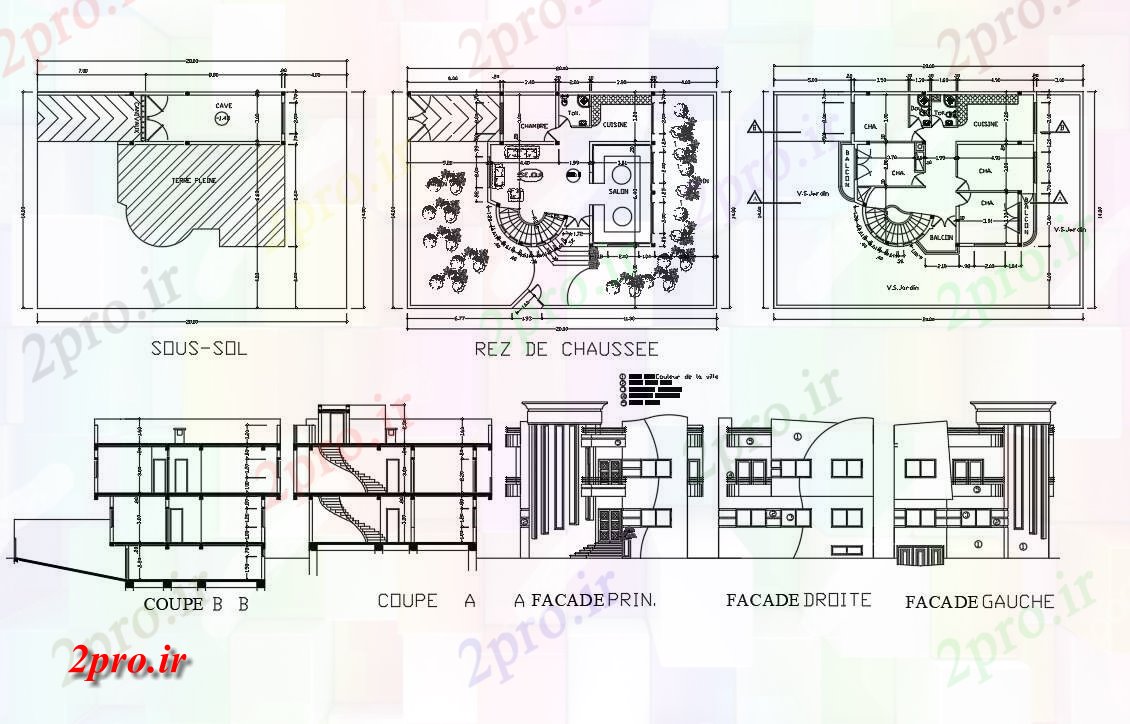 دانلود نقشه مسکونی  ، ویلایی ، آپارتمان  ویلا طراحی نما (کد46860)