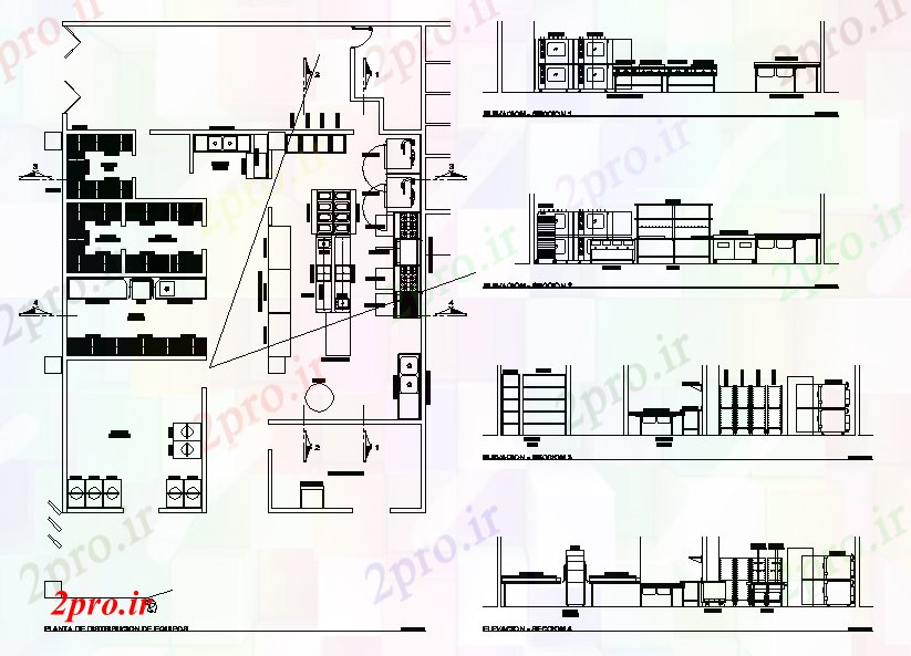 دانلود نقشه آشپزخانه صنعتی  طراحی آشپزخانه (کد46864)