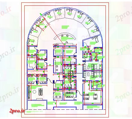 دانلود نقشه بیمارستان -  درمانگاه -  کلینیک طرحی طبقه بیمارستان (کد46897)