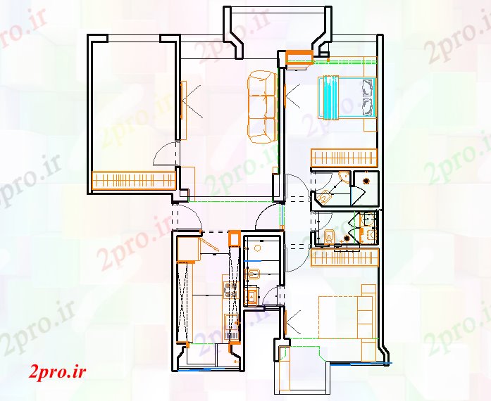 دانلود نقشه مسکونی  ، ویلایی ، آپارتمان  BHK  طرحی خانه  (کد46926)