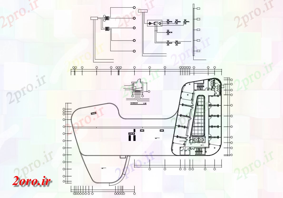 دانلود نقشه ساختمان اداری - تجاری - صنعتی بازرگانی ساختمان   (کد46971)