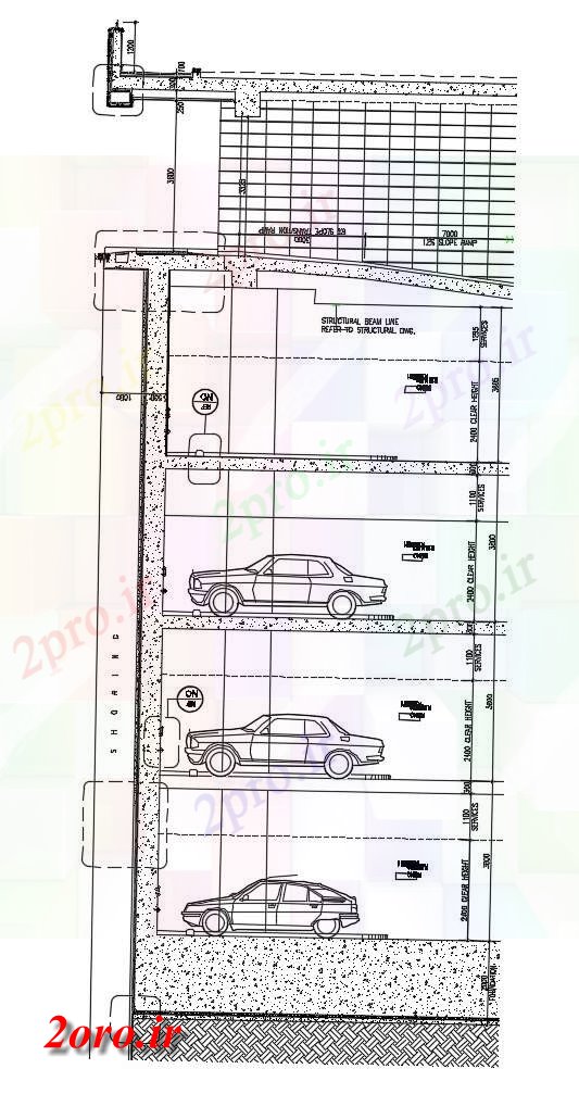 دانلود نقشه ساختمان اداری - تجاری - صنعتی پارکینگ چند طبقه طرحی بندی بخش  نشیمن (کد46986)