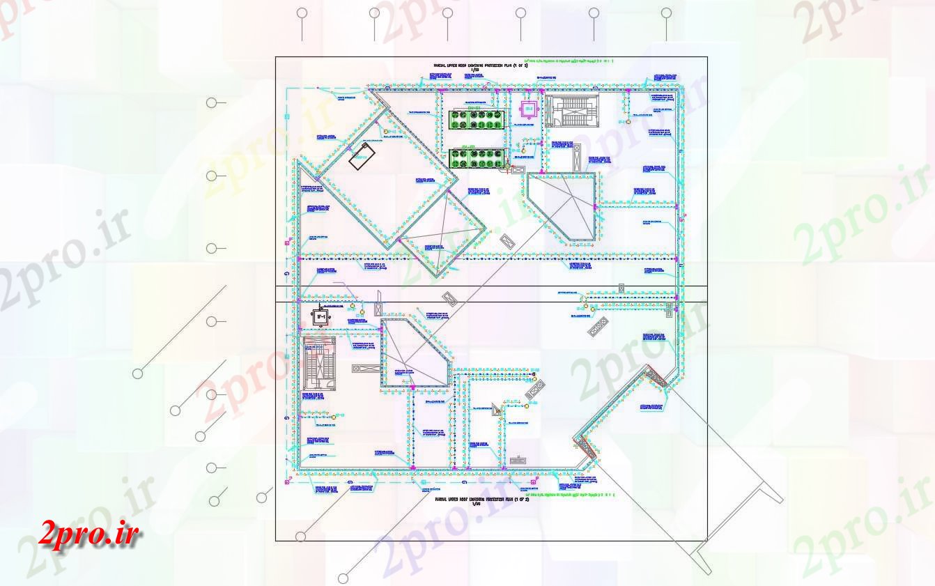 دانلود نقشه برق کشی ، اتصالات سیستم حفاظت در برابر صاعقه (کد47002)