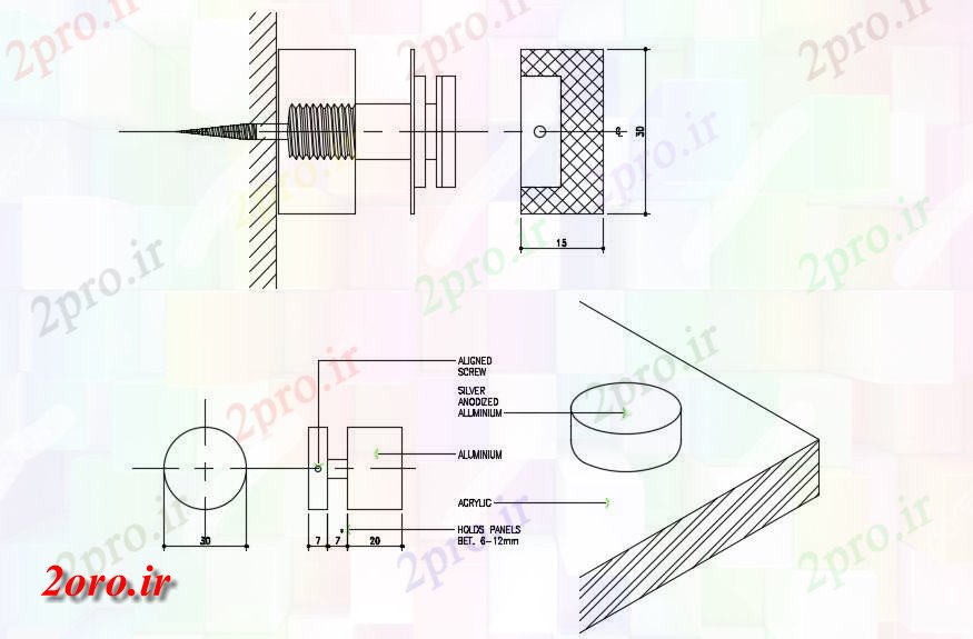 دانلود نقشه جزئیات ساختار پیچ طراحی مشترک اتوکد   (کد47014)