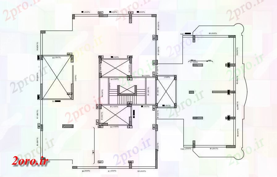دانلود نقشه ستون   ساختمان تجاری طرحی بندی ستون طرحی  (کد47059)