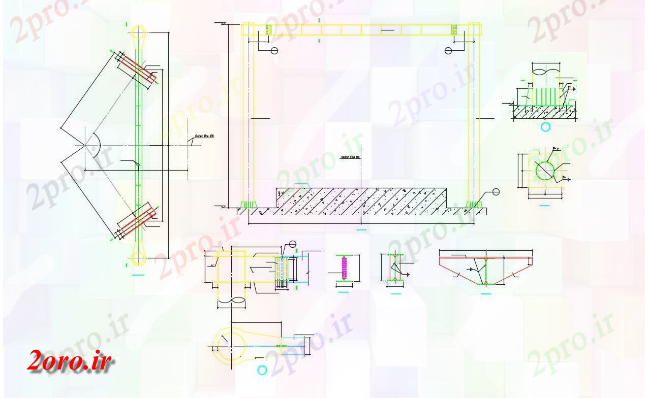 دانلود نقشه جزئیات پایه ساختار بنیاد طراحی ستون به  (کد47062)