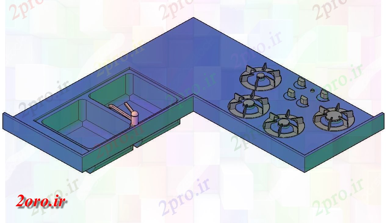 دانلود نقشه بلوک مبلمان طراحی ارائه  از اجاق گاز و سینک تریدی مکس مدل  (کد47095)