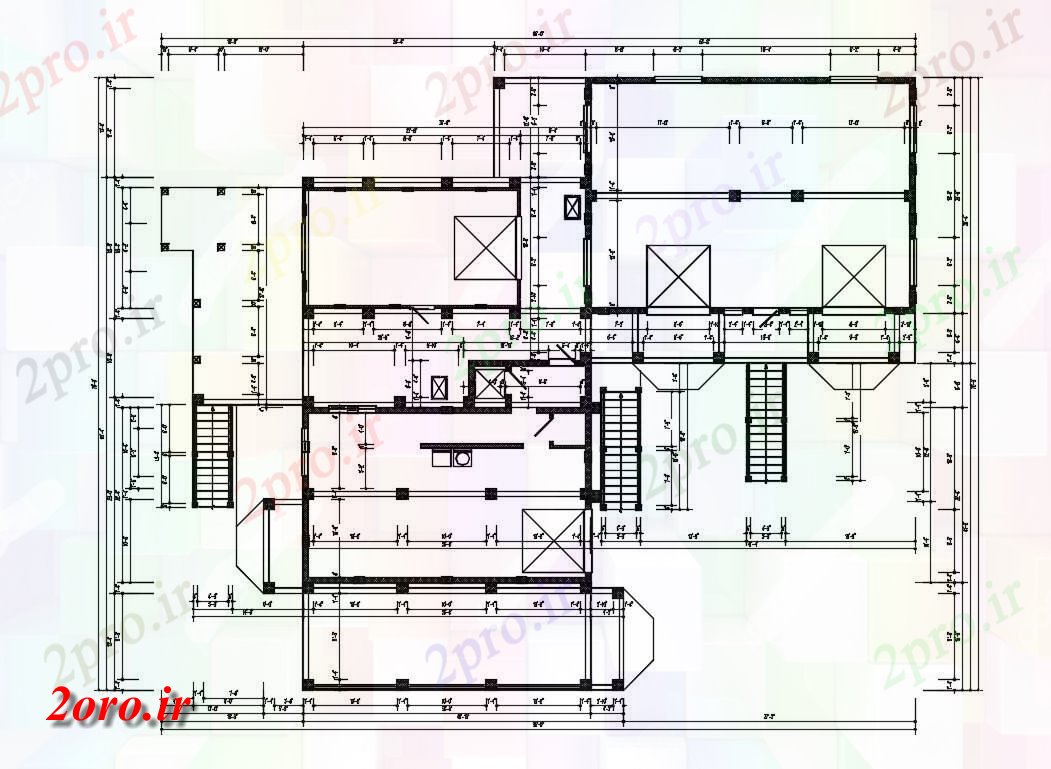 دانلود نقشه ساختمان اداری - تجاری - صنعتی   طراحی ساختمان طرحی طبقه با کار ابعاد  (کد47117)