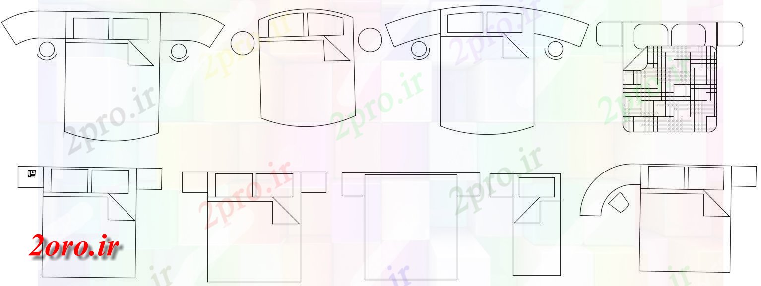 دانلود نقشه بلوک مبلمان   بلوک های مبلمان یک و دو تختخواب طراحی  اتوکد (کد47136)