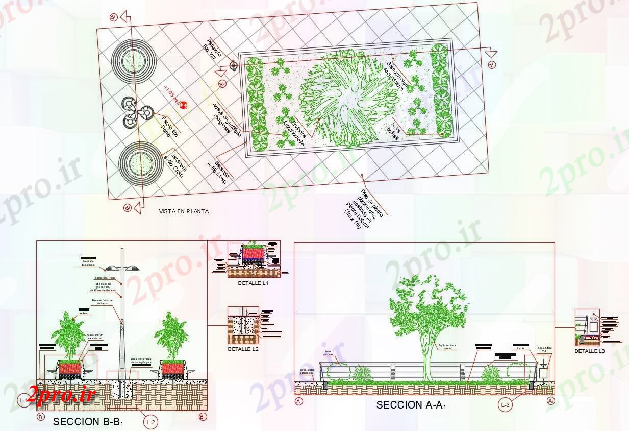 دانلود نقشه باغ  نصب و راه اندازی  در باغ  با خیابان نور  نشیمن (کد47157)