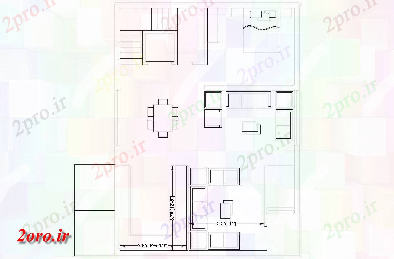 دانلود نقشه خانه های کوچک ، نگهبانی ، سازمانی - طرحی طبقه   زمین ویلایی    (کد47187)