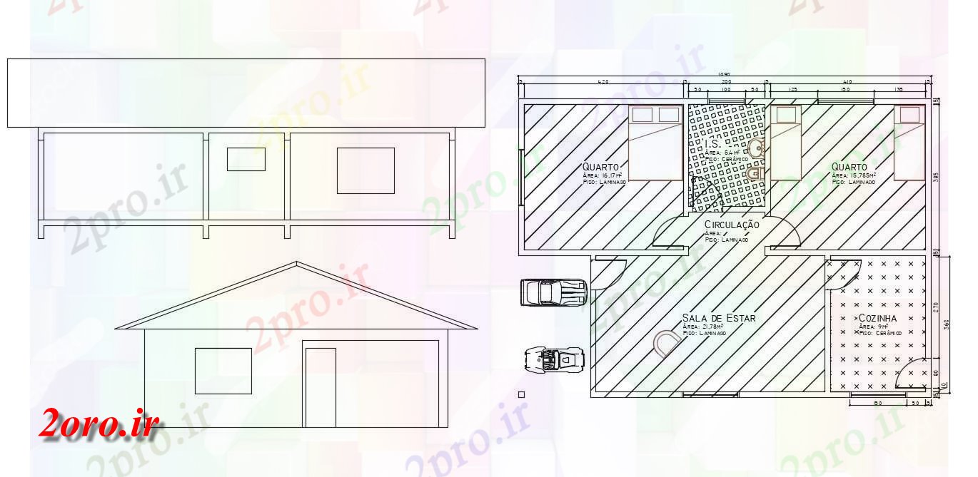دانلود نقشه خانه های کوچک ، نگهبانی ، سازمانی -   ساده خانه طرحی نما و بخش طراحی به  (کد47204)