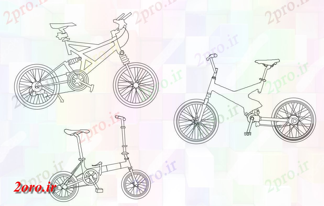 دانلود نقشه بلوک وسایل نقلیه   طراحی از کودکان دوچرخه نما  (کد47212)