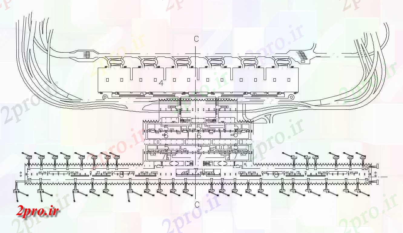 دانلود نقشه فرودگاه  معماری فرودگاه پروژه طرحی طبقه با جت پل اتوکد (کد47214)