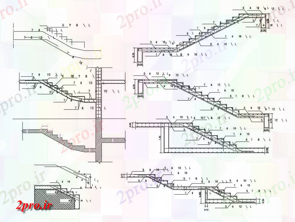 دانلود نقشه جزئیات پله و راه پله     طراحی از RCC راه پله ساختمانی بخش نشیمن  (کد47235)