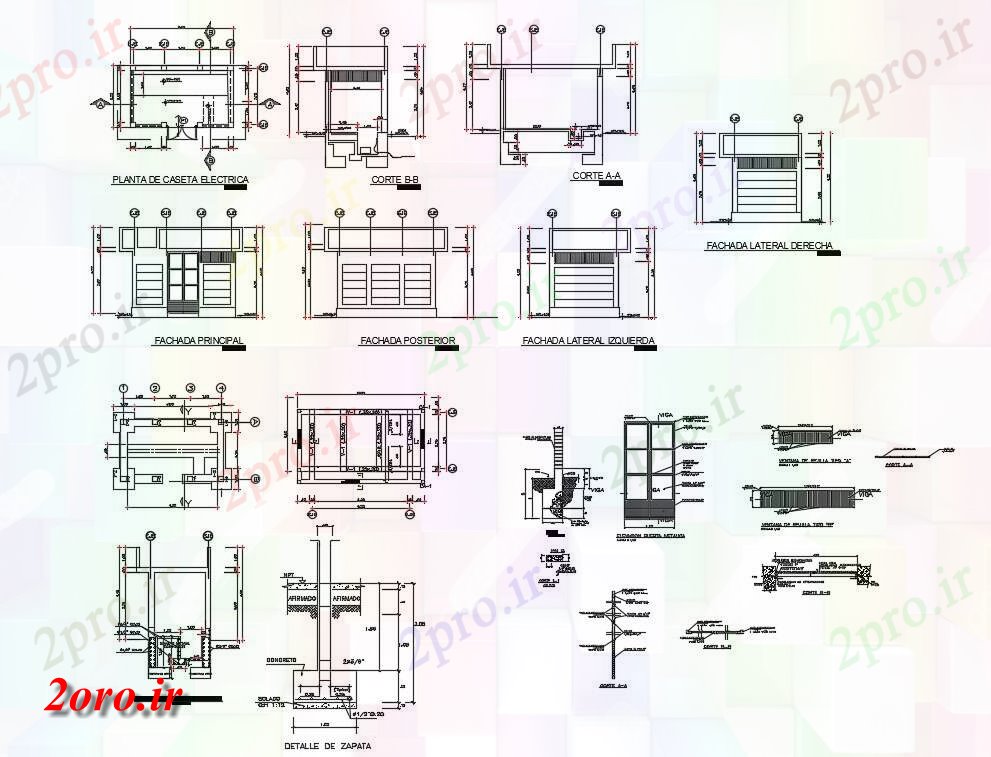 دانلود نقشه خانه های کوچک ، نگهبانی ، سازمانی -  اتوکد درب نما و کوچک اتاق طراحی   (کد47281)