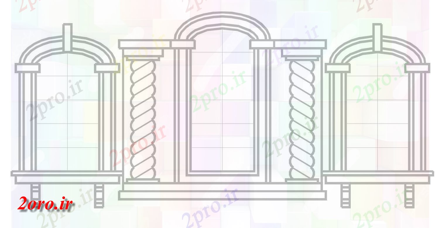 دانلود نقشه جزئیات طراحی در و پنجره    سنتی سبک درب پنجره نمای به  (کد47294)