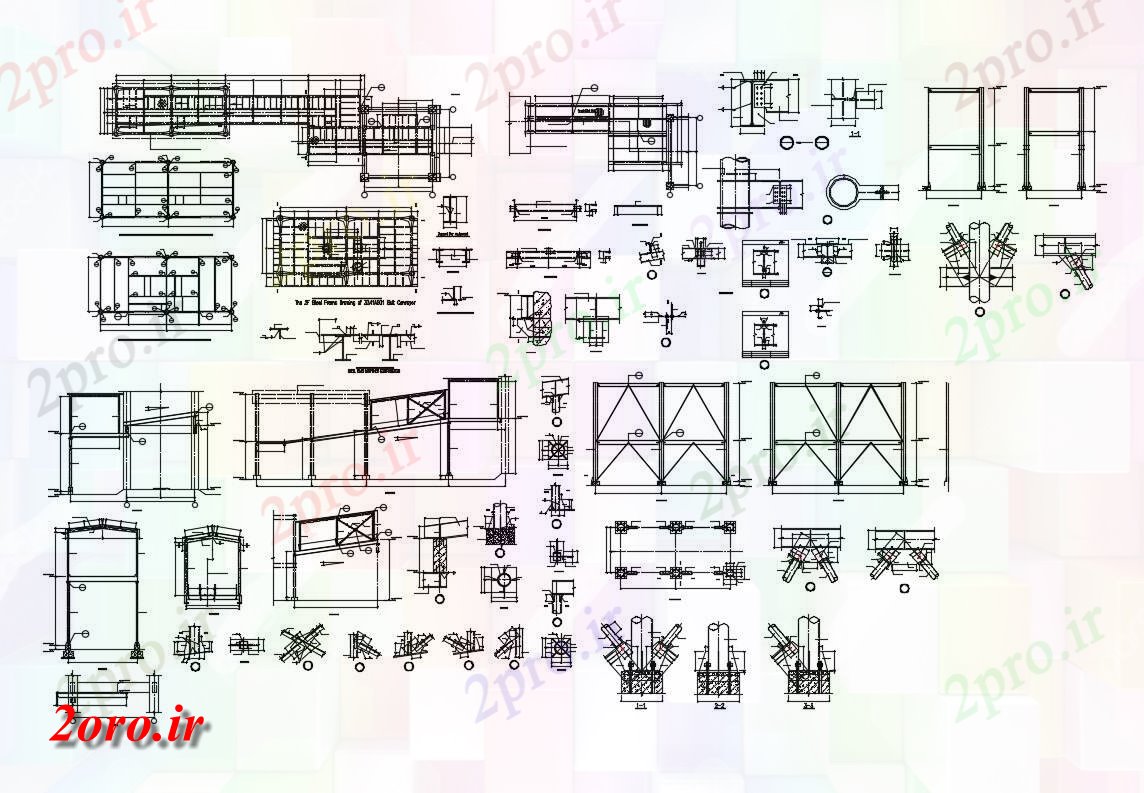 دانلود نقشه جزئیات ساختار   ساختار طراحی با فولاد اسلب عناصر و سختی، ساخت و ساز به  (کد47307)