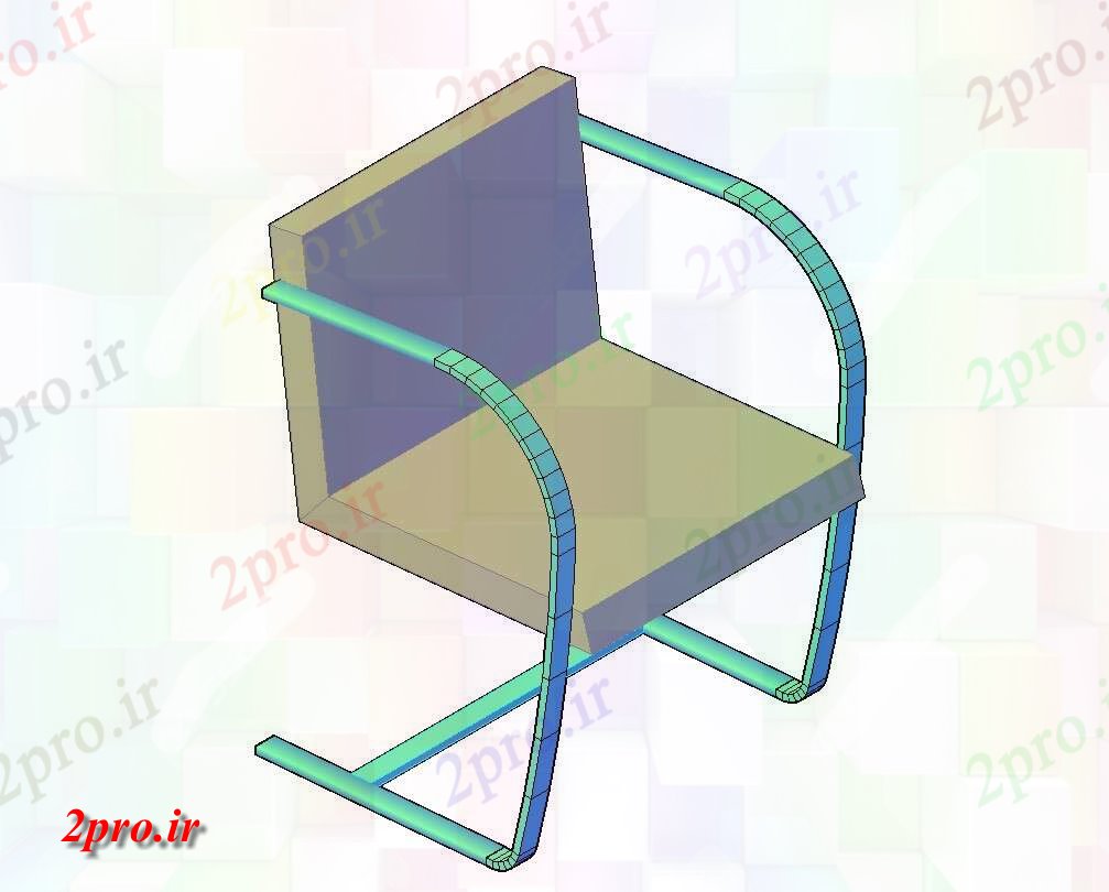 دانلود نقشه میز و صندلی  مدل صندلی ساده ایزومتریک نما (کد47356)