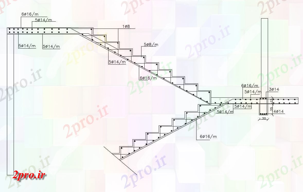 دانلود نقشه جزئیات ساخت و ساز تقویت راه پله بخش نشیمن  (کد47398)
