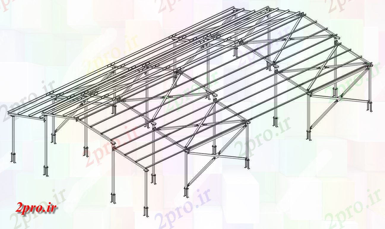 دانلود نقشه قالب اسکلت فلزی  فولاد دهانه طراحی ساختار (کد47404)