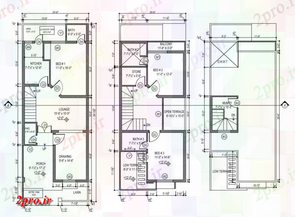 دانلود نقشه مسکونی  ، ویلایی ، آپارتمان  X 54 فوت خانه طراحی (کد47447)