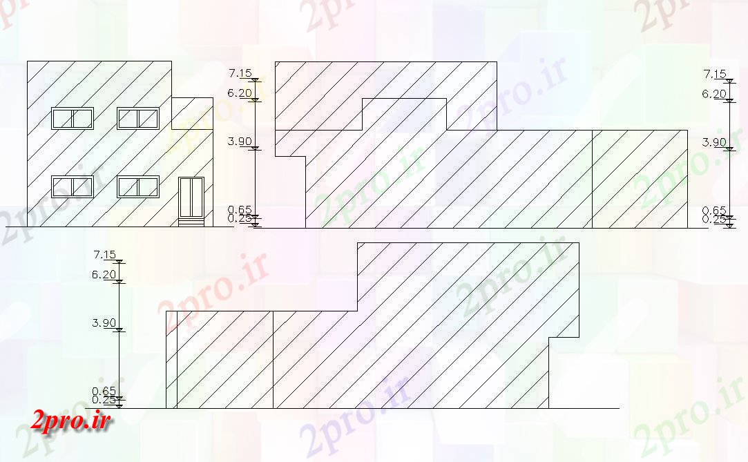 دانلود نقشه خانه های کوچک ، نگهبانی ، سازمانی - سه نماات ویلایی     (کد47461)