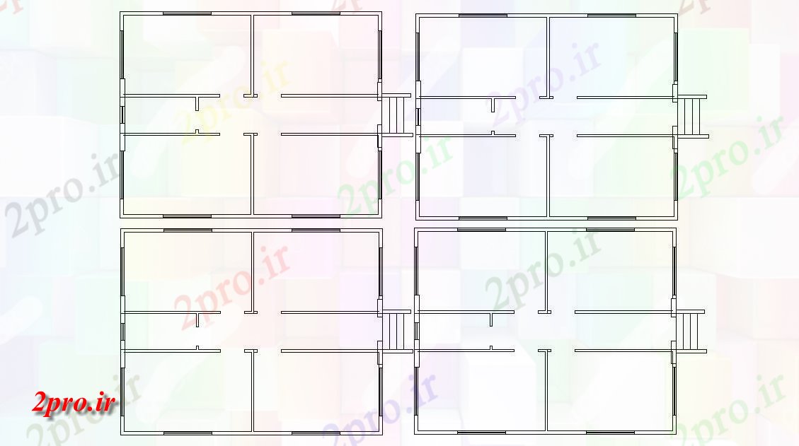 دانلود نقشه خانه های کوچک ، نگهبانی ، سازمانی -   ساختمان خانه چهار برنامه ریزی و طراحی  (کد47500)