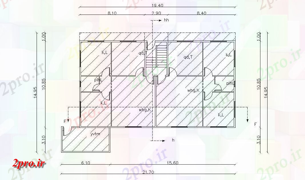 دانلود نقشه مسکونی  ، ویلایی ، آپارتمان  دو واحد خوشه ای از ساختمان مسکونی (کد47503)