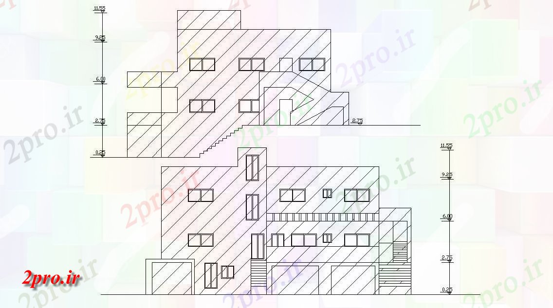 دانلود نقشه خانه های کوچک ، نگهبانی ، سازمانی -   نمای چیدمان  (کد47514)