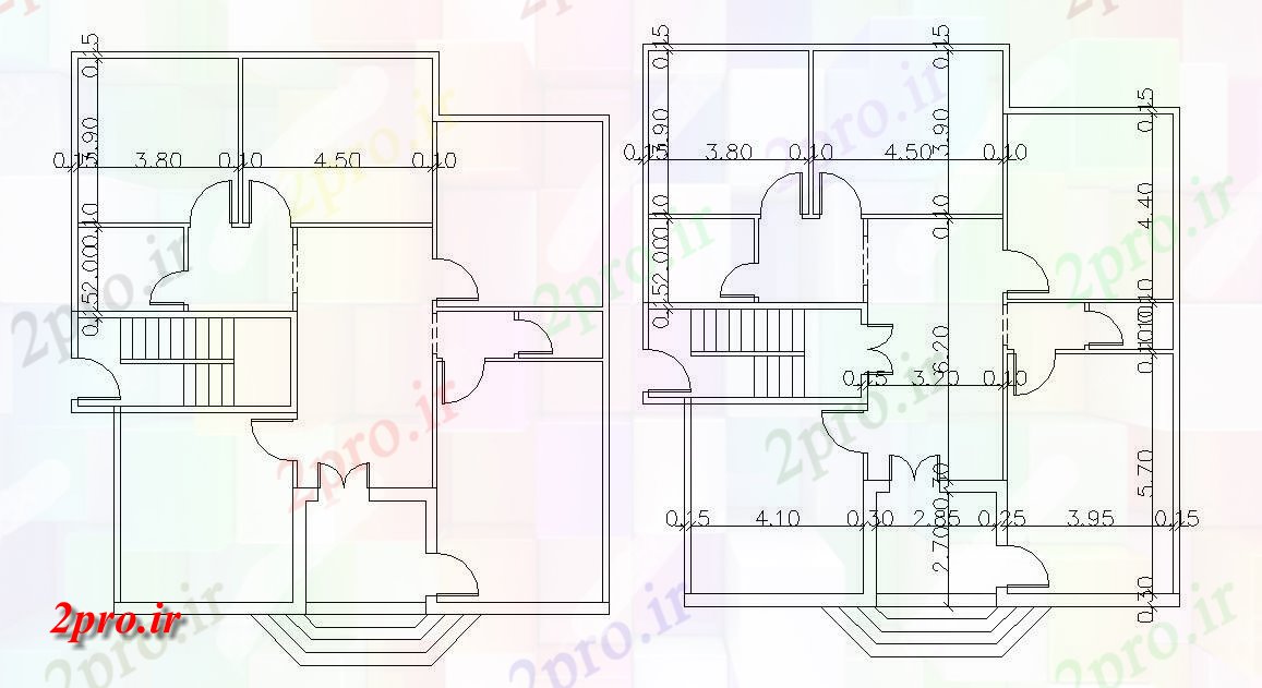 دانلود نقشه خانه های کوچک ، نگهبانی ، سازمانی - دو طبقه طرحی اسراف ویلایی   (کد47525)