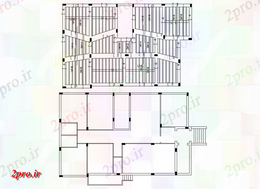 دانلود نقشه جزئیات ساخت و ساز خانه پرتو و دال نوار طراحی ساختار (کد47536)