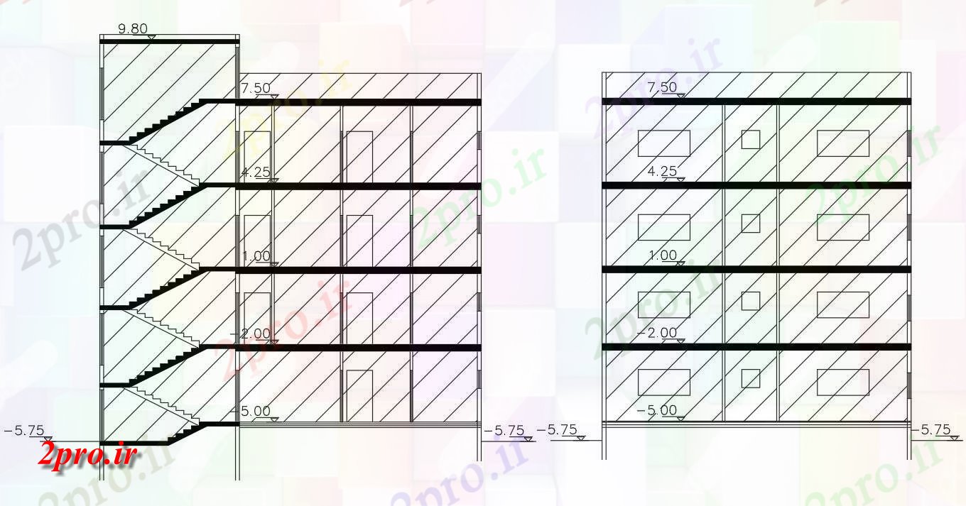 دانلود نقشه مسکونی  ، ویلایی ، آپارتمان   آپارتمان   ساختمان بخش نشیمن (کد47549)