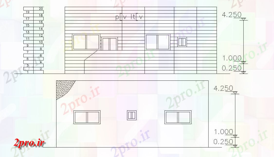 دانلود نقشه خانه های کوچک ، نگهبانی ، سازمانی - نماات خانه معماری با ابعاد   (کد47554)