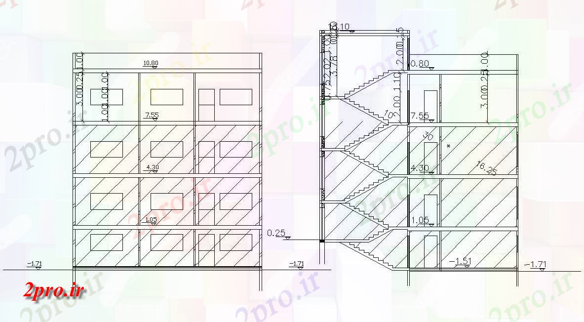 دانلود نقشه مسکونی  ، ویلایی ، آپارتمان  دو بخش از آپارتمان   ساختمان با ابعاد  (کد47563)