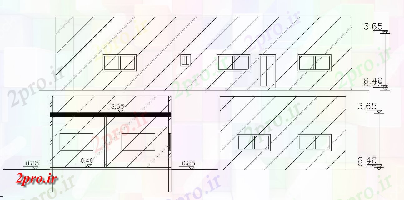 دانلود نقشه مسکونی  ، ویلایی ، آپارتمان   خانه کوچک بخشی نما طراحی (کد47568)