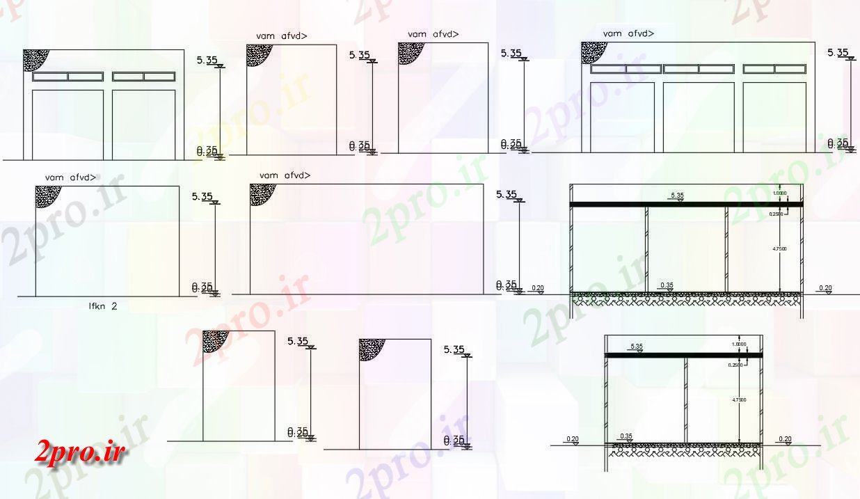 دانلود نقشه ساختمان اداری - تجاری - صنعتی   بازرگانی ساختمان (بخشی) نما طراحی (کد47572)